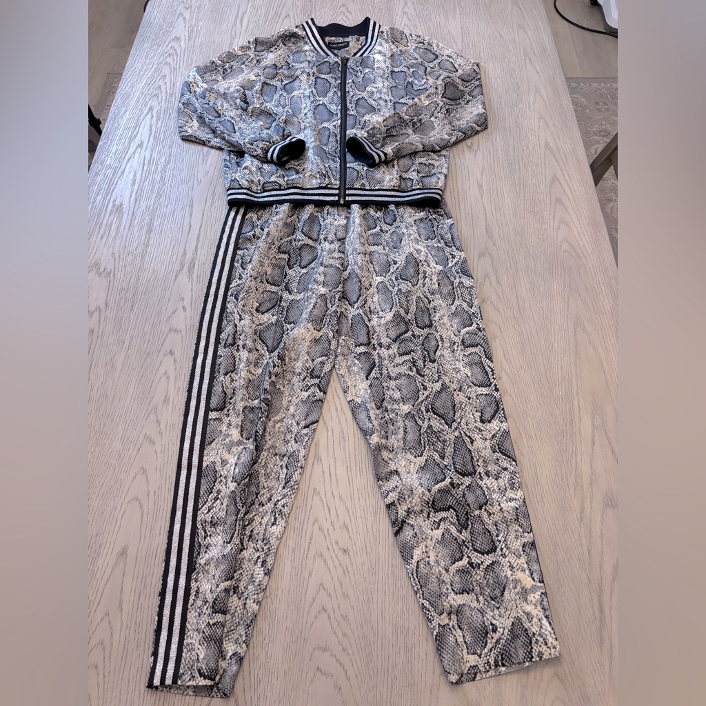 Black Orchid Grey Python Track Suit. Jacket Is Large. Pants Are 28.